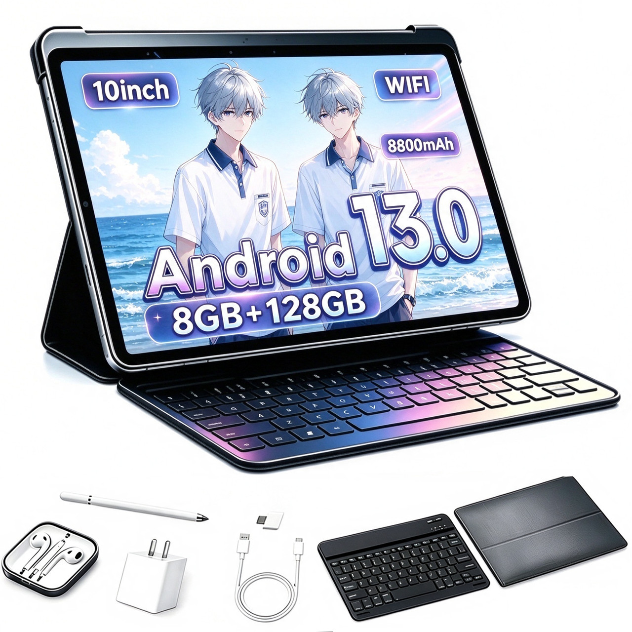 10.1 inch Android Tablet PC 8GB RAM+128GB ROM Dual Camera IPS HD 5G WIFI 8800mAh
