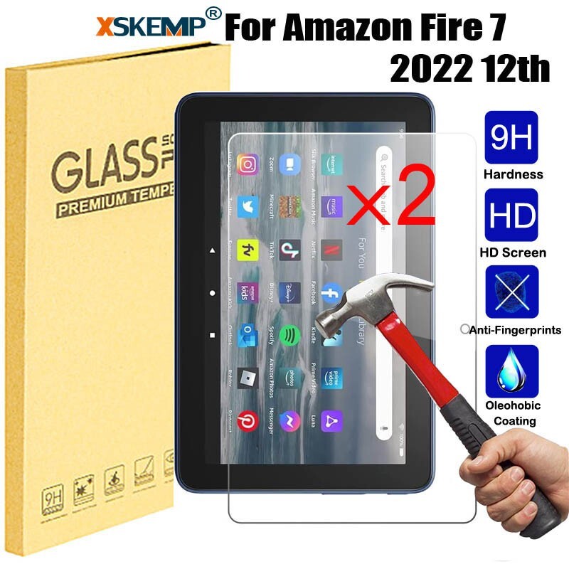 2 Pcs For Amazon Fire 7 12th Gen 2022 7 Kids Tablet Screen Protector Glass Flim