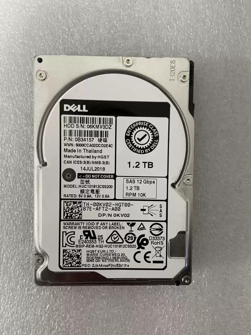 For DELL HGST 1.2TB SAS 12G HUC101812CSS200 00KV02 09XNF6 server hard drive 1.2T