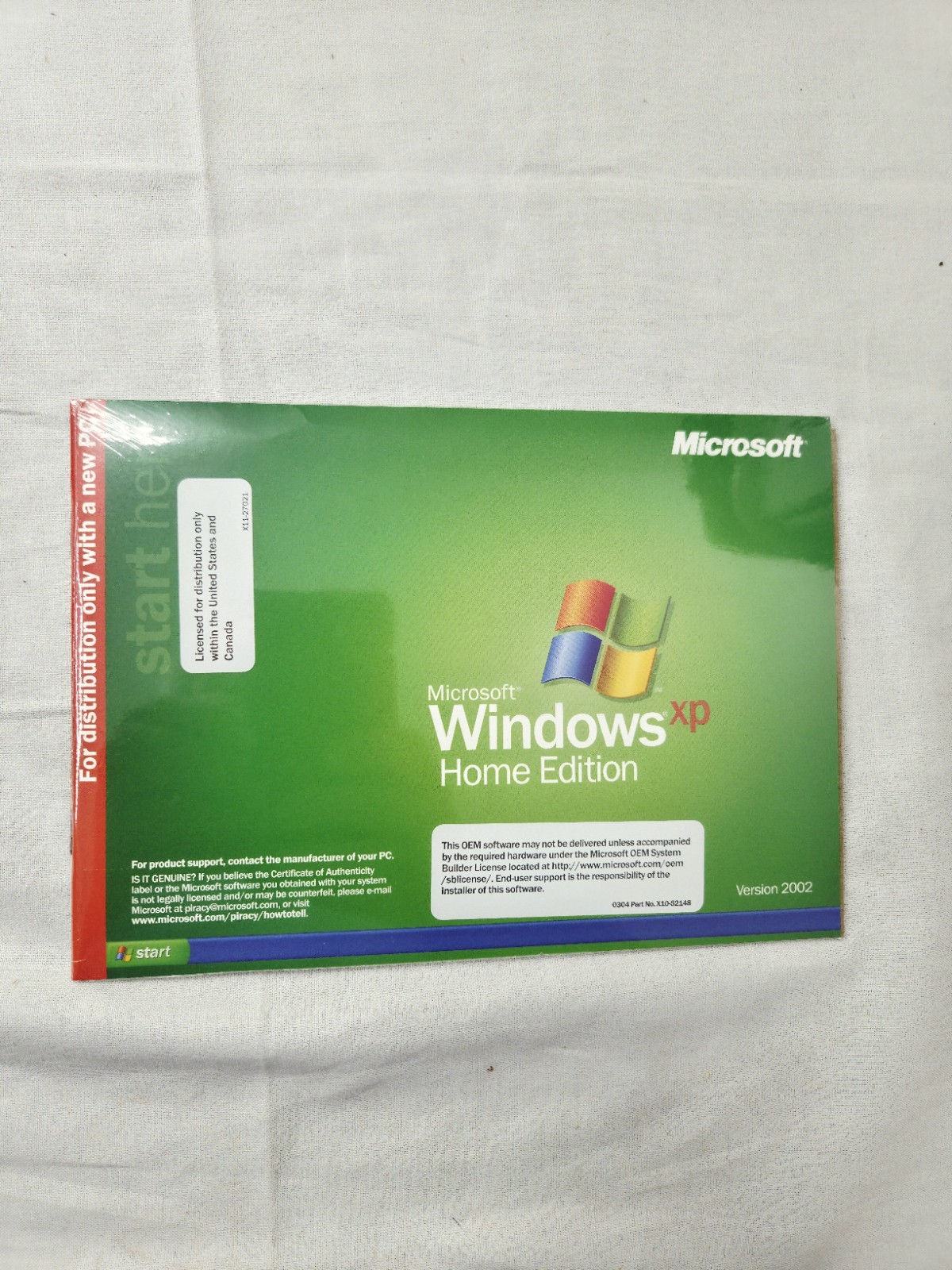 New Microsoft Windows XP Home Edition Version 2002 Part# X08-48123 OEM Software