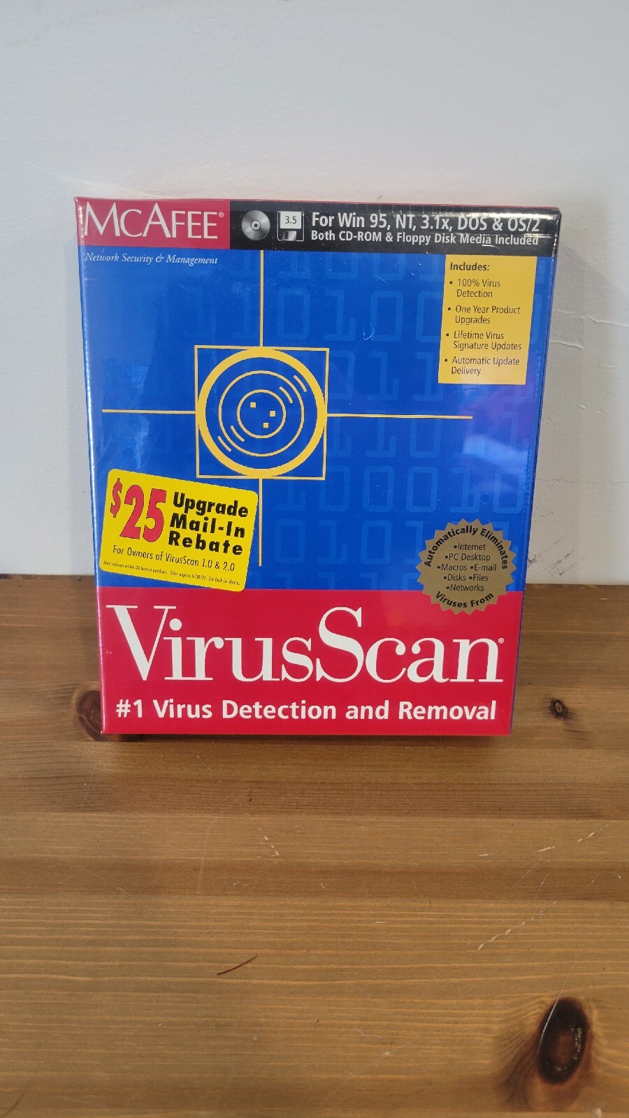 McAfee VirusScan for Win 95 / NT CD & 3.5" Disks Vers. 3.1x ~ New SEALED Vintage