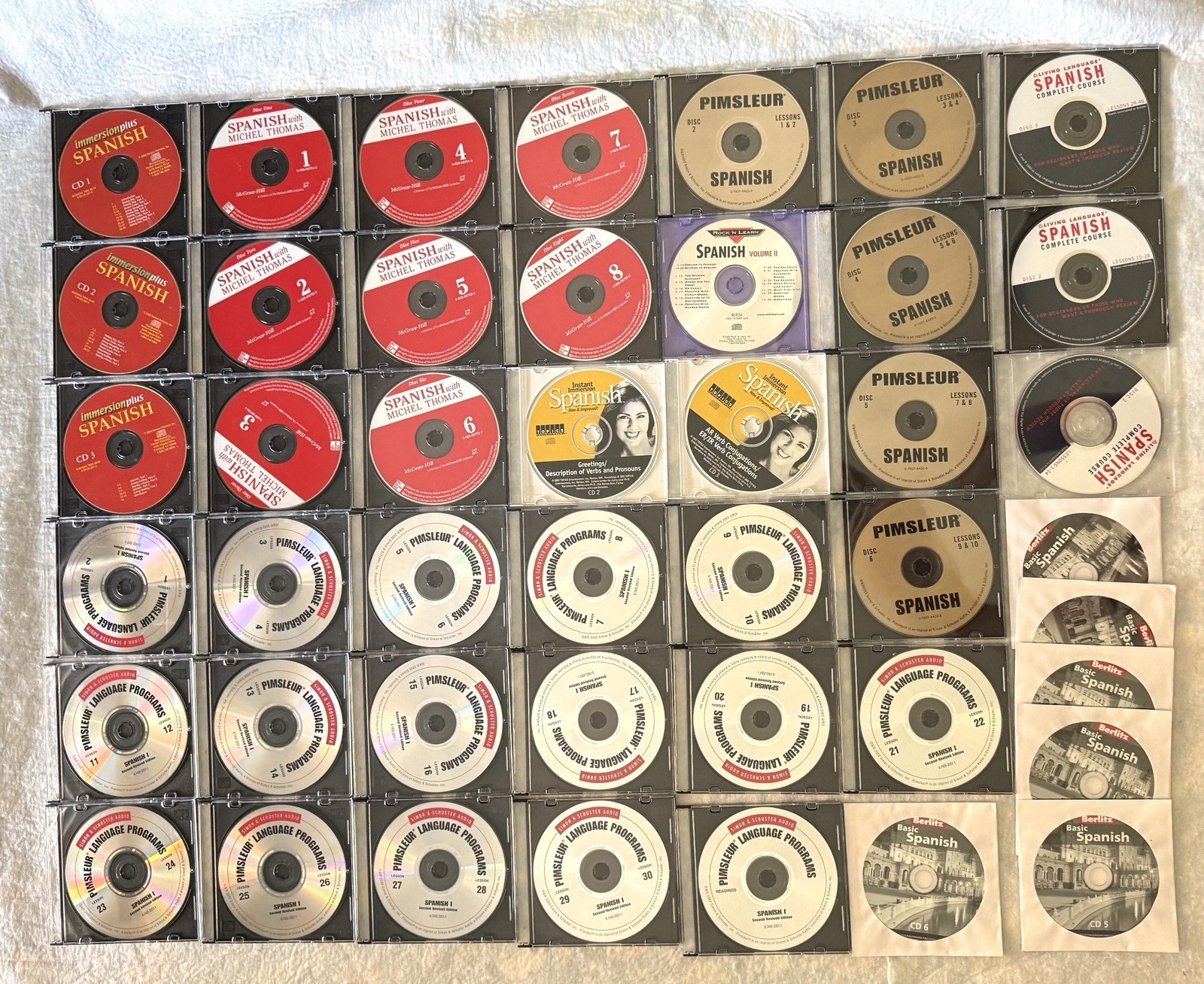 Lot Of 44 Language Learning CDs Spanish Pimsleur Immersion Living Language +more