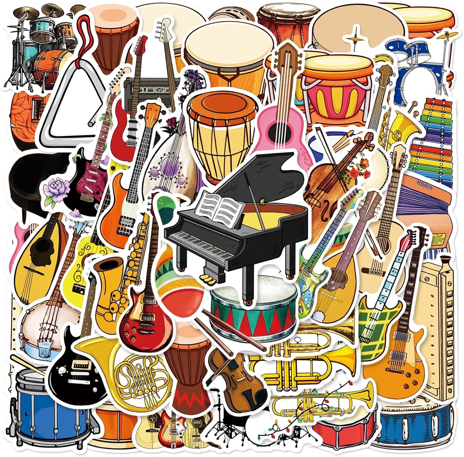 Musical Instrument Stickers - 50 Pcs Music Orchestral Instruments 
