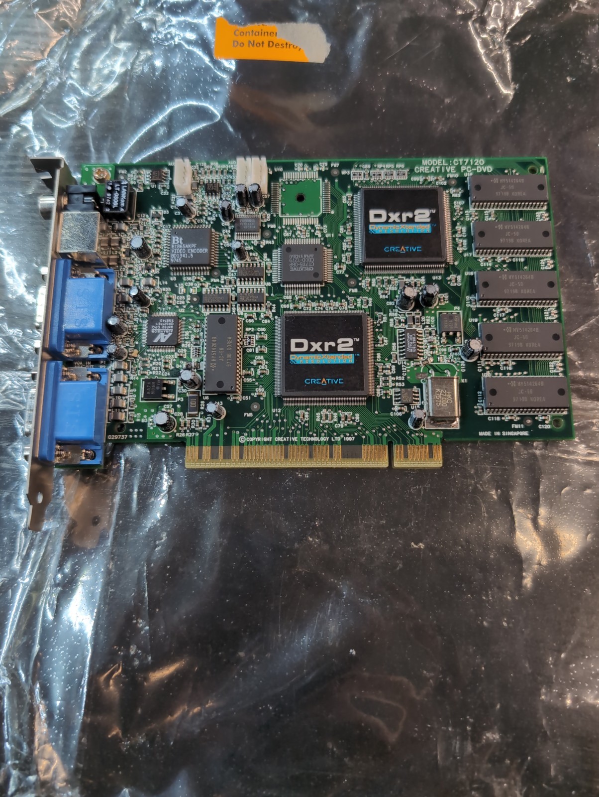 Creative CT7120 DXR2 MPEG-2 DVD Decoder PCI Card Vintage Retro PC Untested