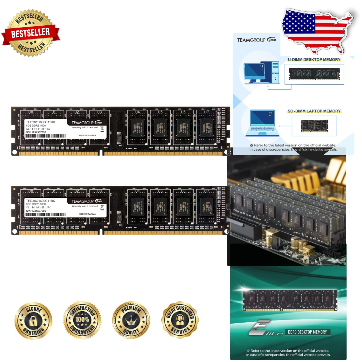 High-Performance 16GB DDR3 RAM 1600MHz CL11 240-Pin Desktop Memory Kit