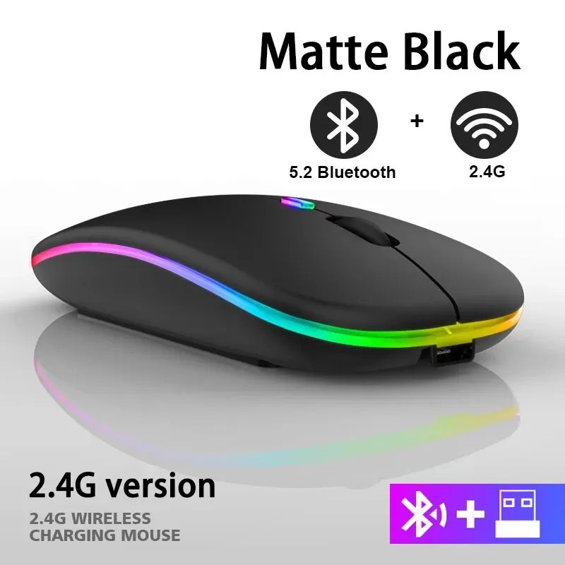 RGB Wireless Mouse Bluetooth Rechargeable Ergonomic Gaming Mouse 3600 DPI
