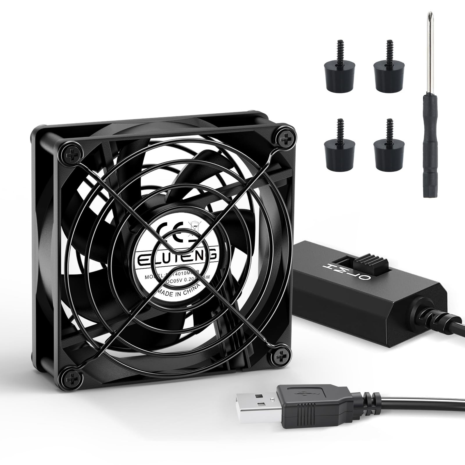 USB Mini Fan 80mm 3 Speed PC Computer Case Cooling
