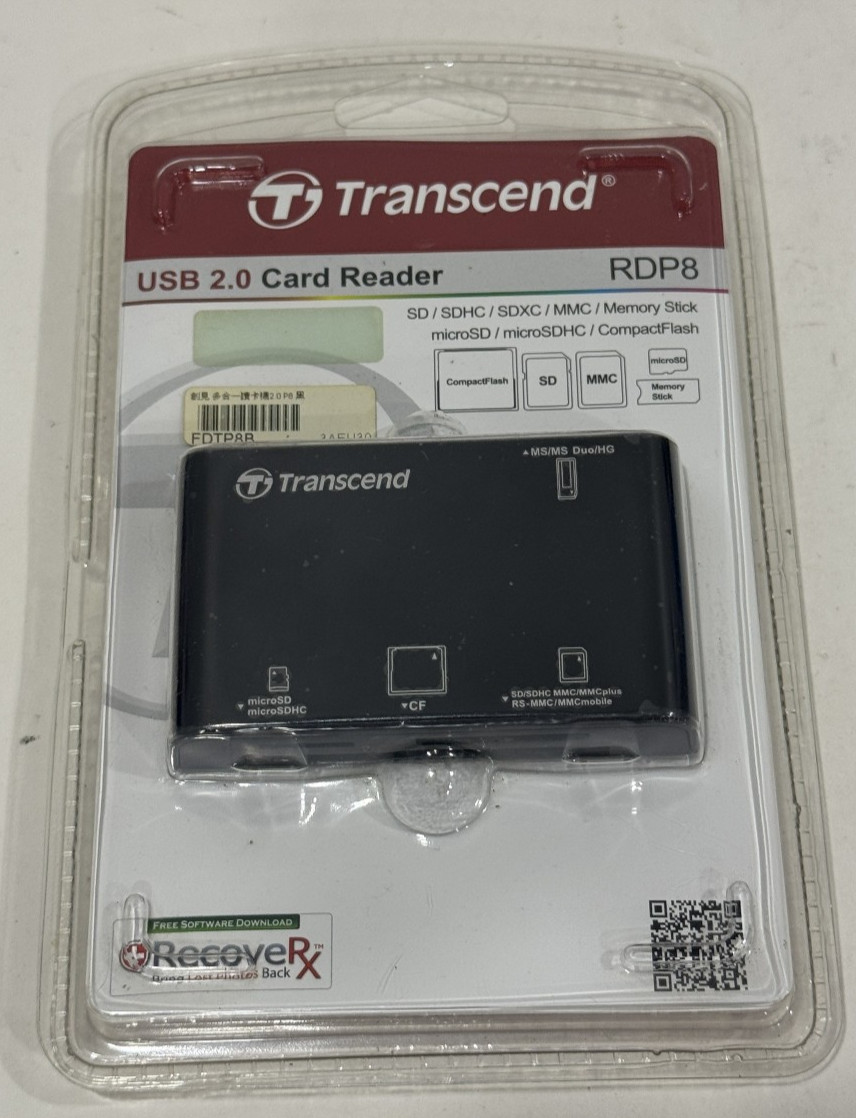 NEW Transcend  USB 2.0  Card Reader RDP8  New