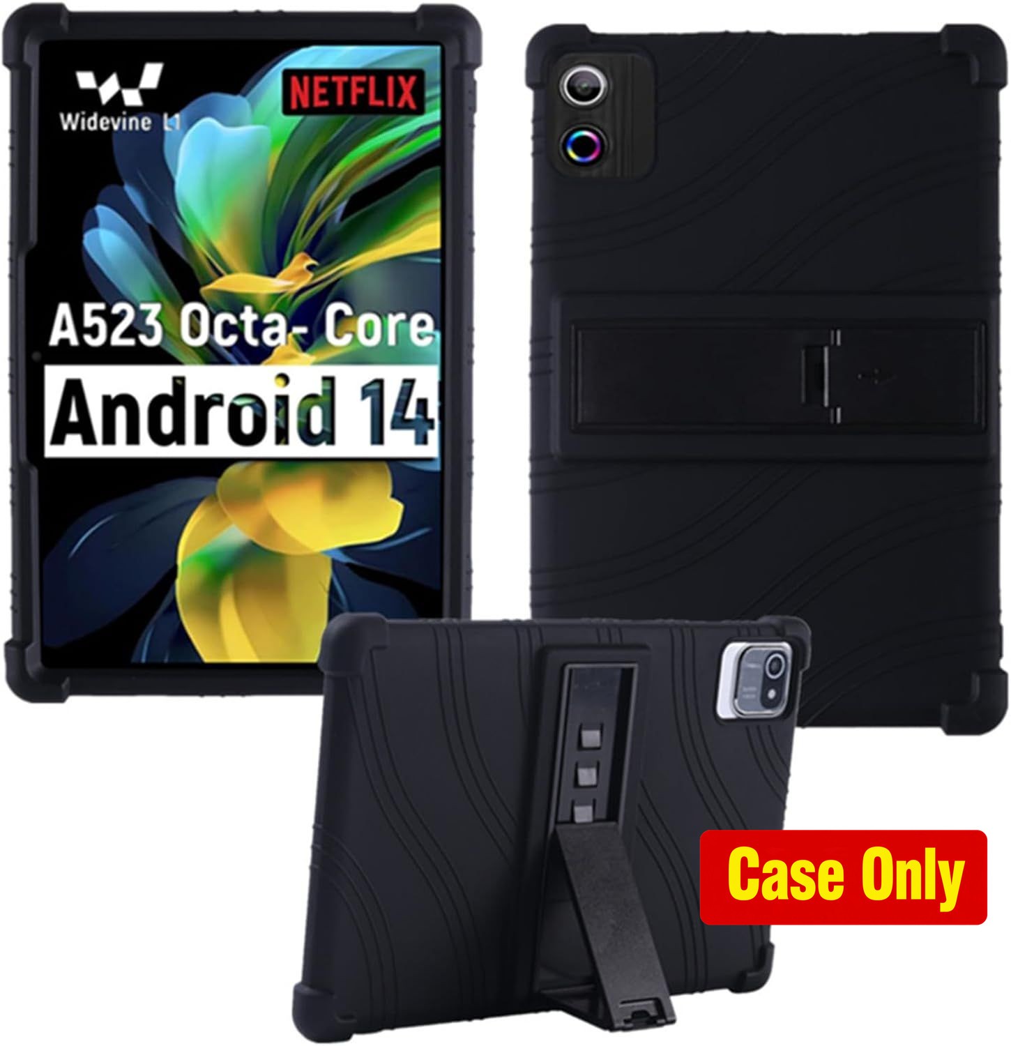 Case for 10 Inch Hakaug A10 Tablet, Silicone Cover with Stand for Kids