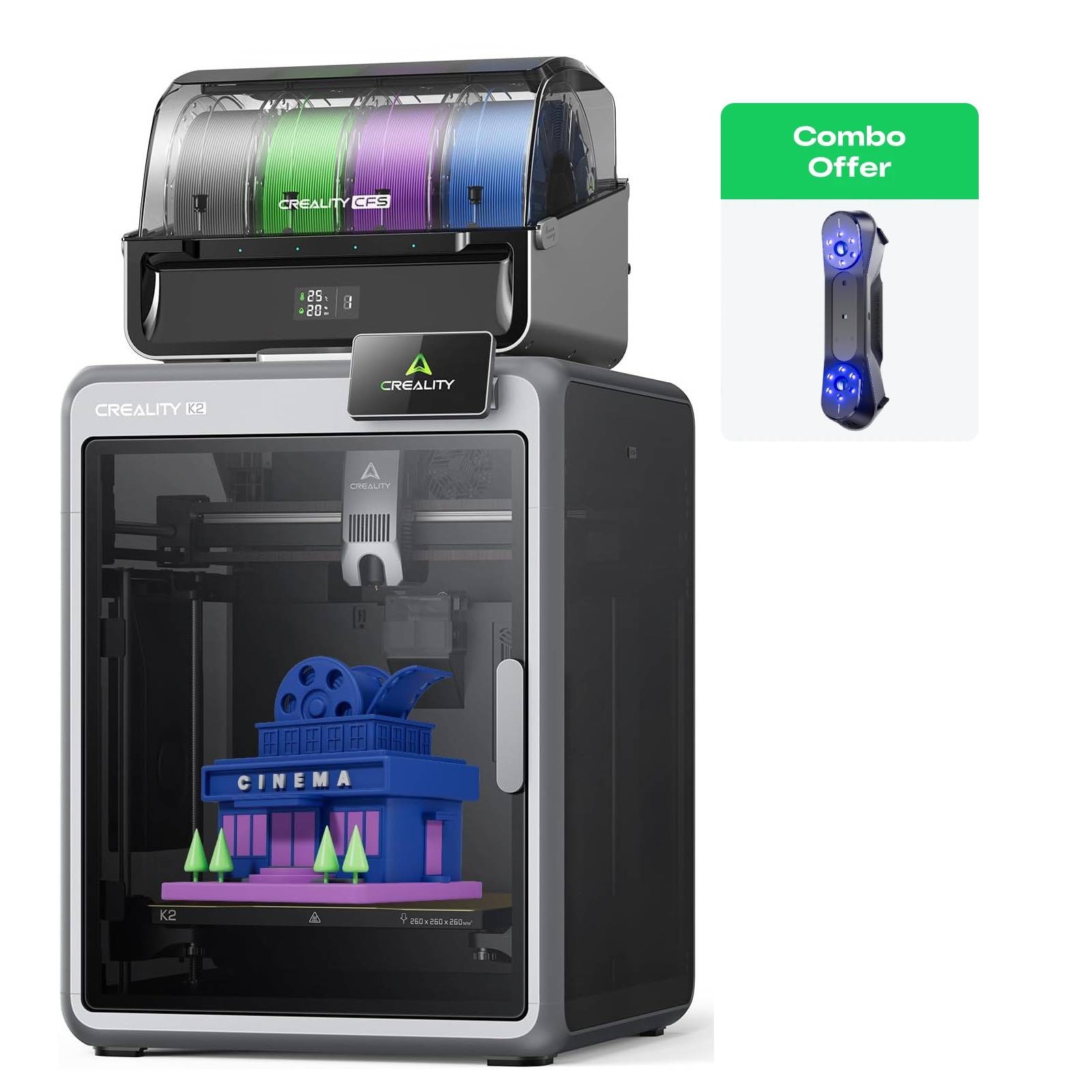 🔥On Sale Creality K2 Combo 3D Printer With CR-Scan Raptor Pro 3D Scanner