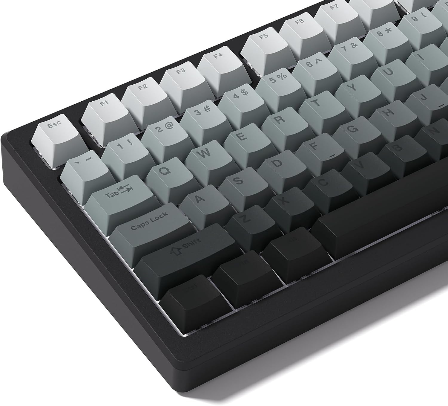PBT Keycaps Double Shot Shine Through Gradient Grey Cherry Profile