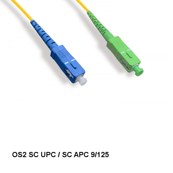 Kentek 1m SC/SC APC OS2 9 /125 Simplex Single-Mode Fiber Patch Cord OFNR