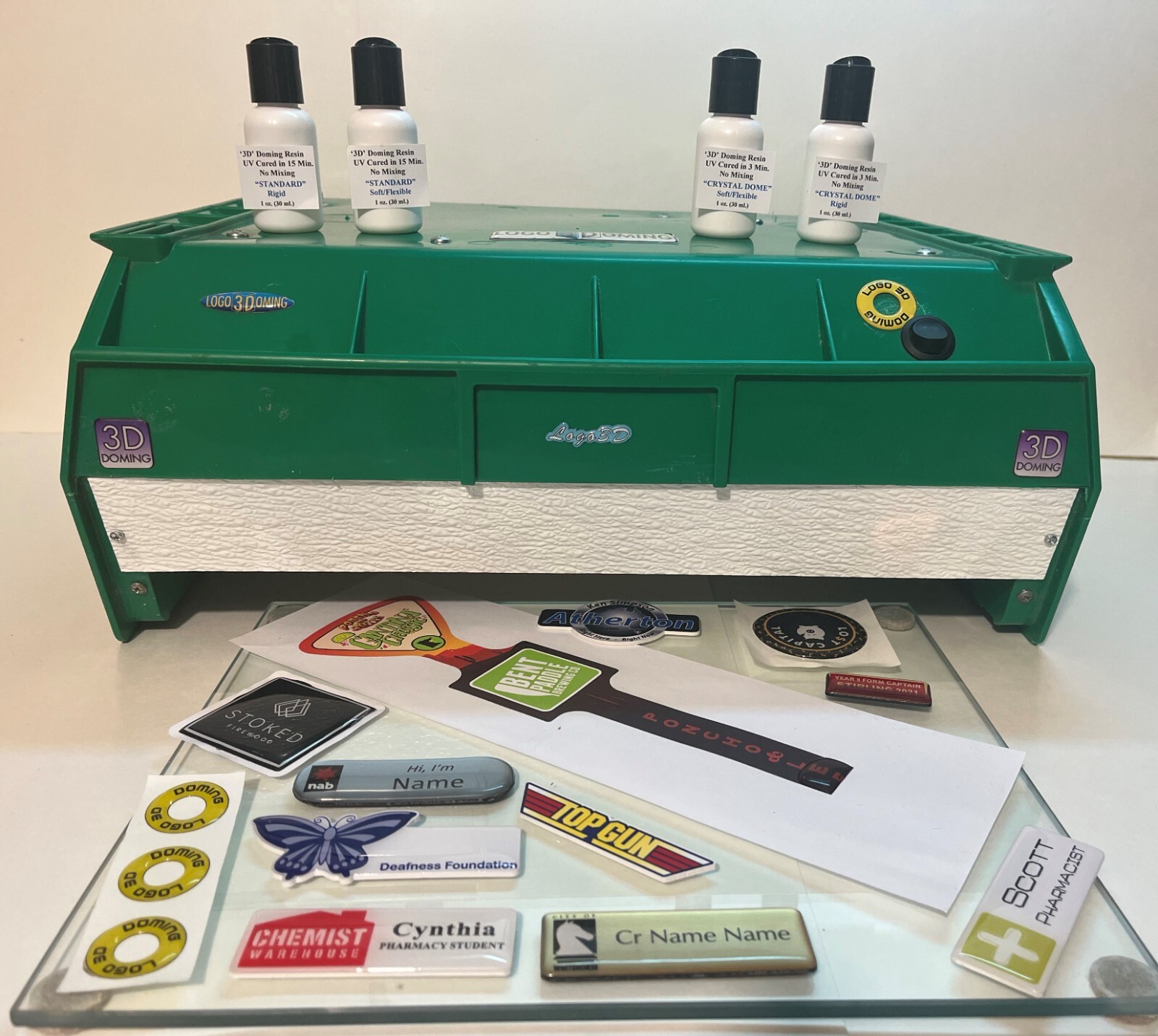 Doming UV System, kit for Boat Lettering, Name Badge, Apparel, Jewelry, etc.