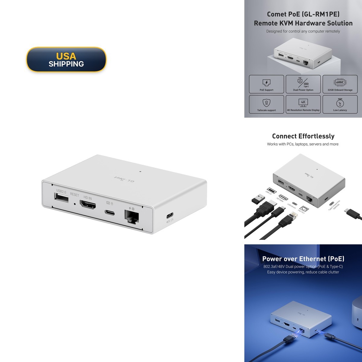 GL.iNet Comet PoE Remote KVM GL-RM1PE 4K Streaming