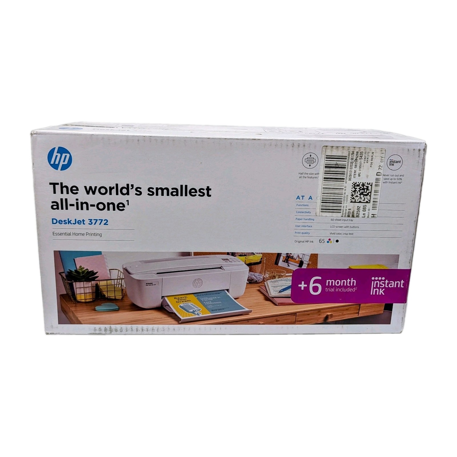 HP DeskJet 3772 All-in-One Wireless Color Inkjet Printer Copy Scan