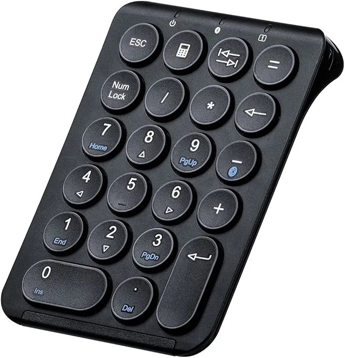 SANWA Bluetooth Numeric Keypad, Rechargeable Wireless Ten Key Number Black 