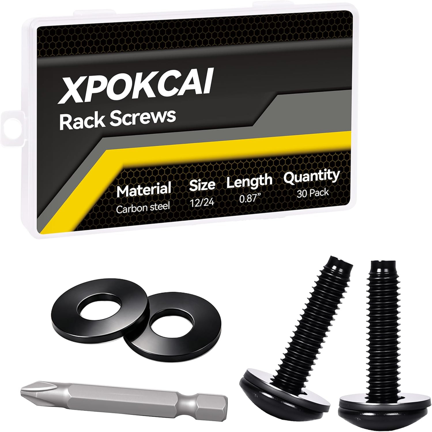 30-Pack Rack Screws 10/32 with Nylon Washers for Server Racks、Routers Enclosures