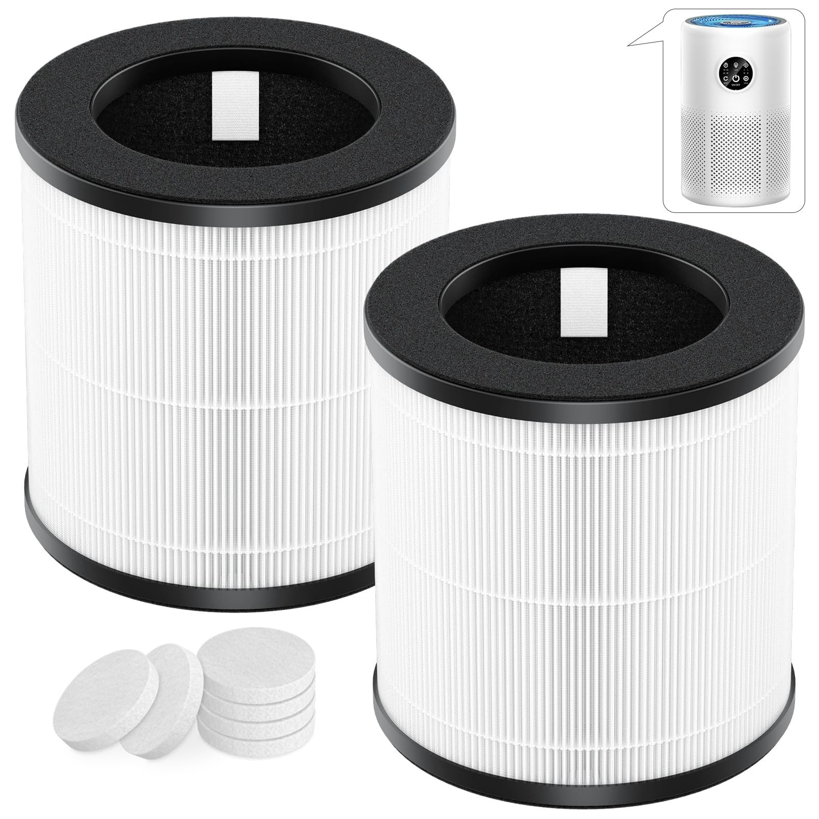 D10 Replacement Filter Compatible with Tailulu D10 Air Purifier, H13 True HEP...