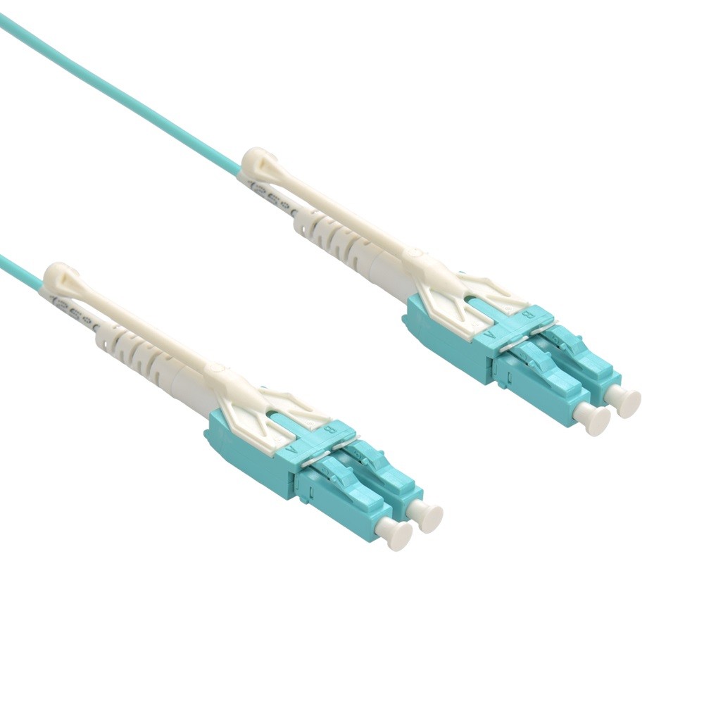 20 Pack of 1m Uniboot LC/UPC-LC/UPC OM3 Multimode Duplex Aqua Fiber Optic Patch