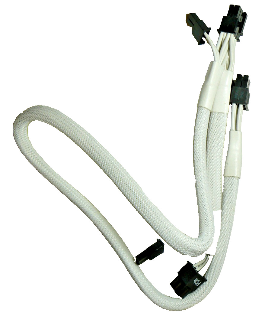 White Sleeved 8-Pin to Dual 8-Pin (6+2) PCI-E GPU Power Splitter Extension