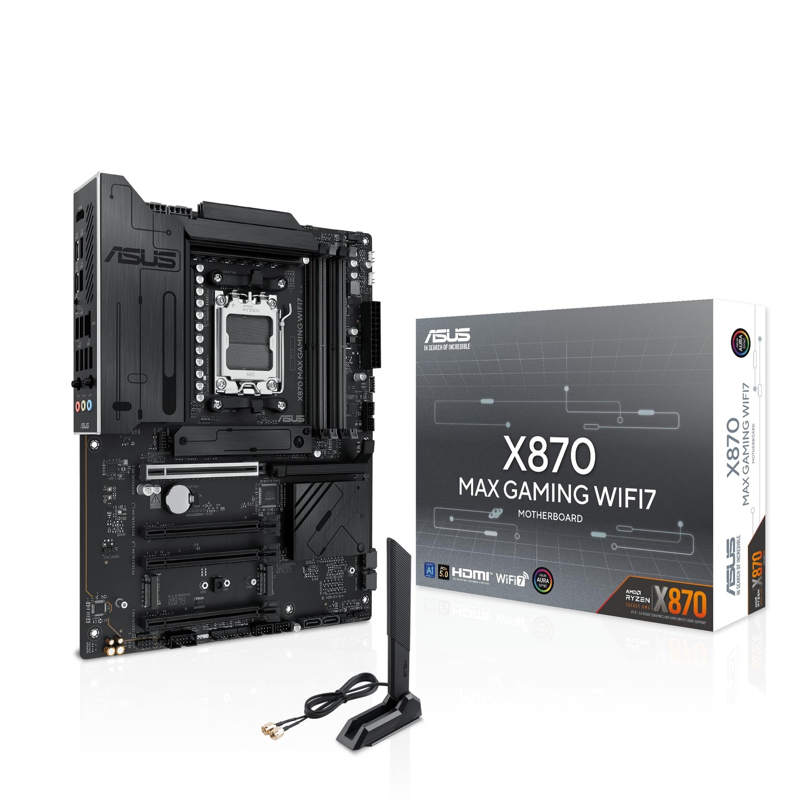 ASUS X870 MAX Gaming WIFI7 AMD AM5 ATX Motherboard, 12+2+1 80A DrMOS, DDR5, P...