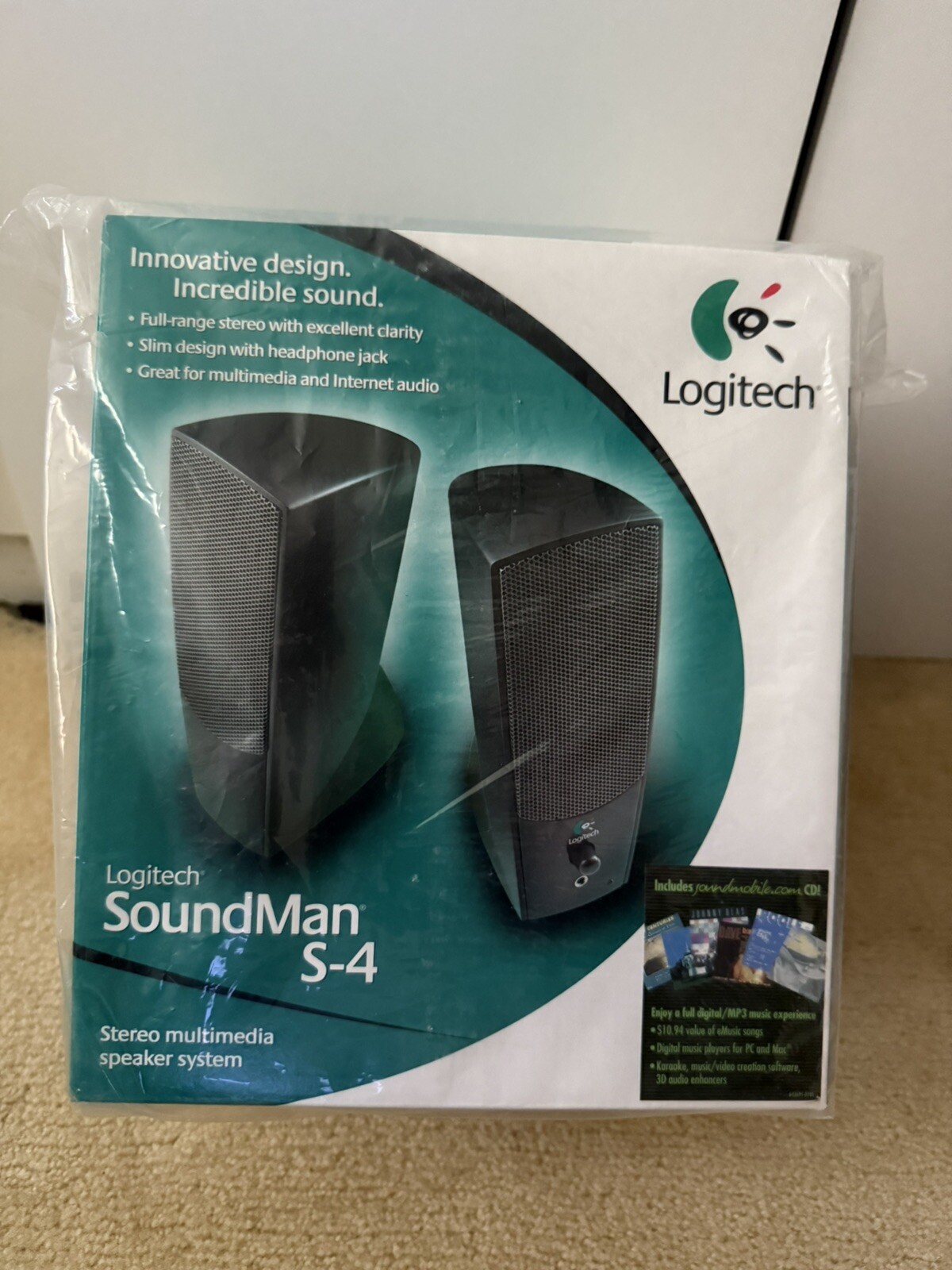 Logitech SoundMan S-4 Computer Multimedia Speakers Brand New