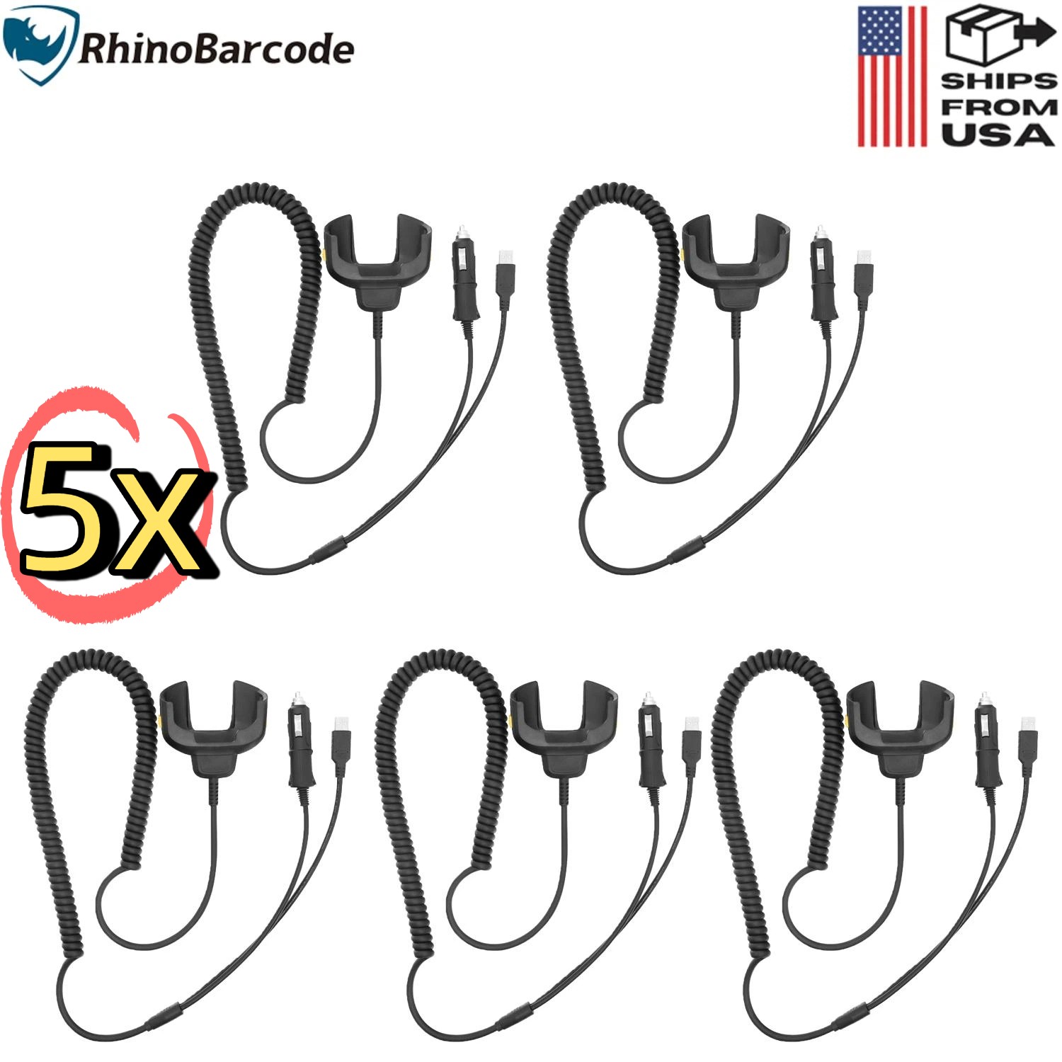 5x CHG-TC7X-CLA1-01 for Zebra  TC70 TC75 USB & Vehicle Car Charger Cable