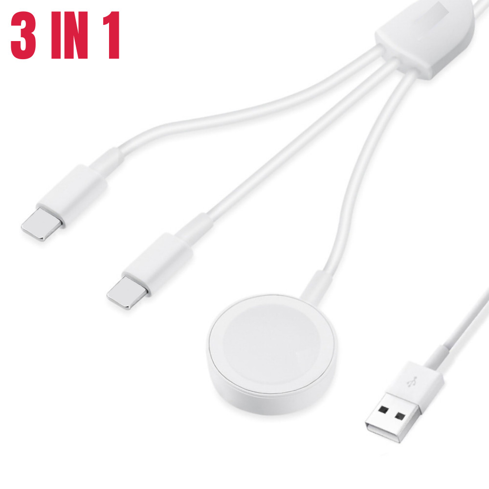 3 Pack 3 in 1 Magnetic USB Charging For iPhone Apple Watch Series 1 2 3 4 Cable