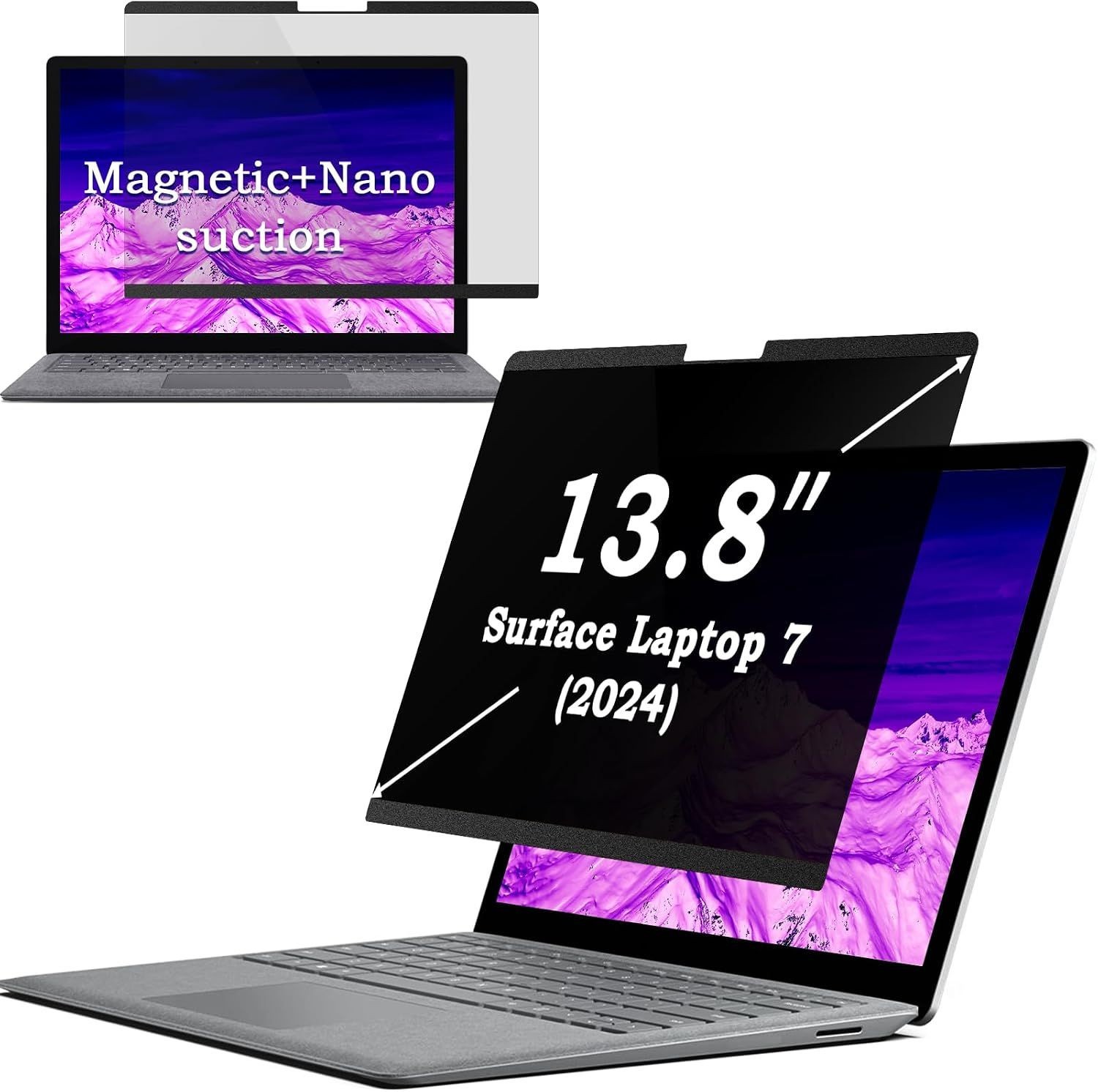 Removable Matte Magnetic Privacy Screen for Surface Laptop 7, 13.8 Inch Spy Filt
