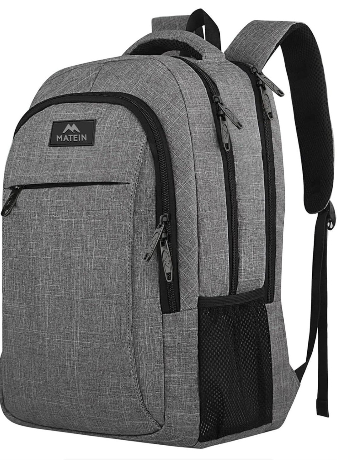 Matein Gray Polyester Laptop Backpack for 15" Laptop, Padded, Multiple Pockets