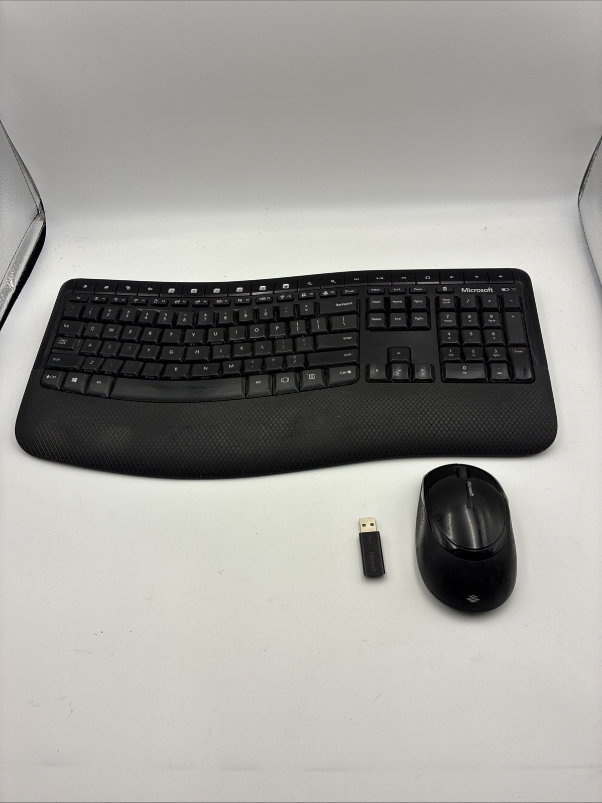 Microsoft Wireless Comfort Desktop 5050 Keyboard Mouse USB Receiver Tested Combo