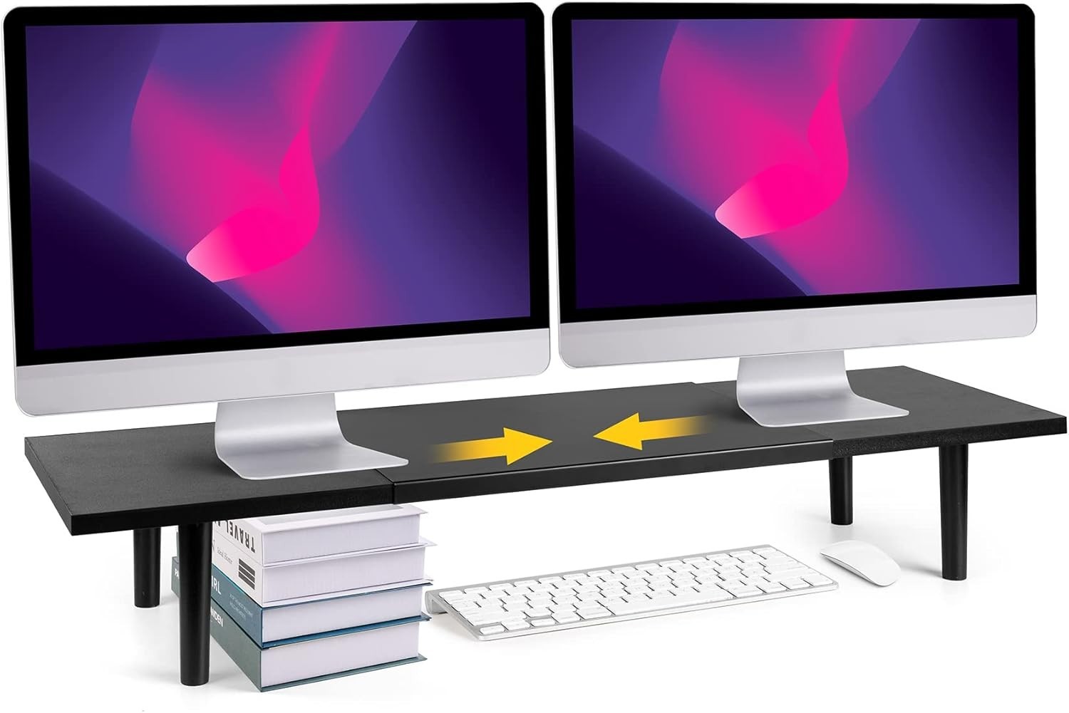 Ergonomic Dual Monitor Stand 32-40 Inch - Desktop Organizer for Tight Spaces
