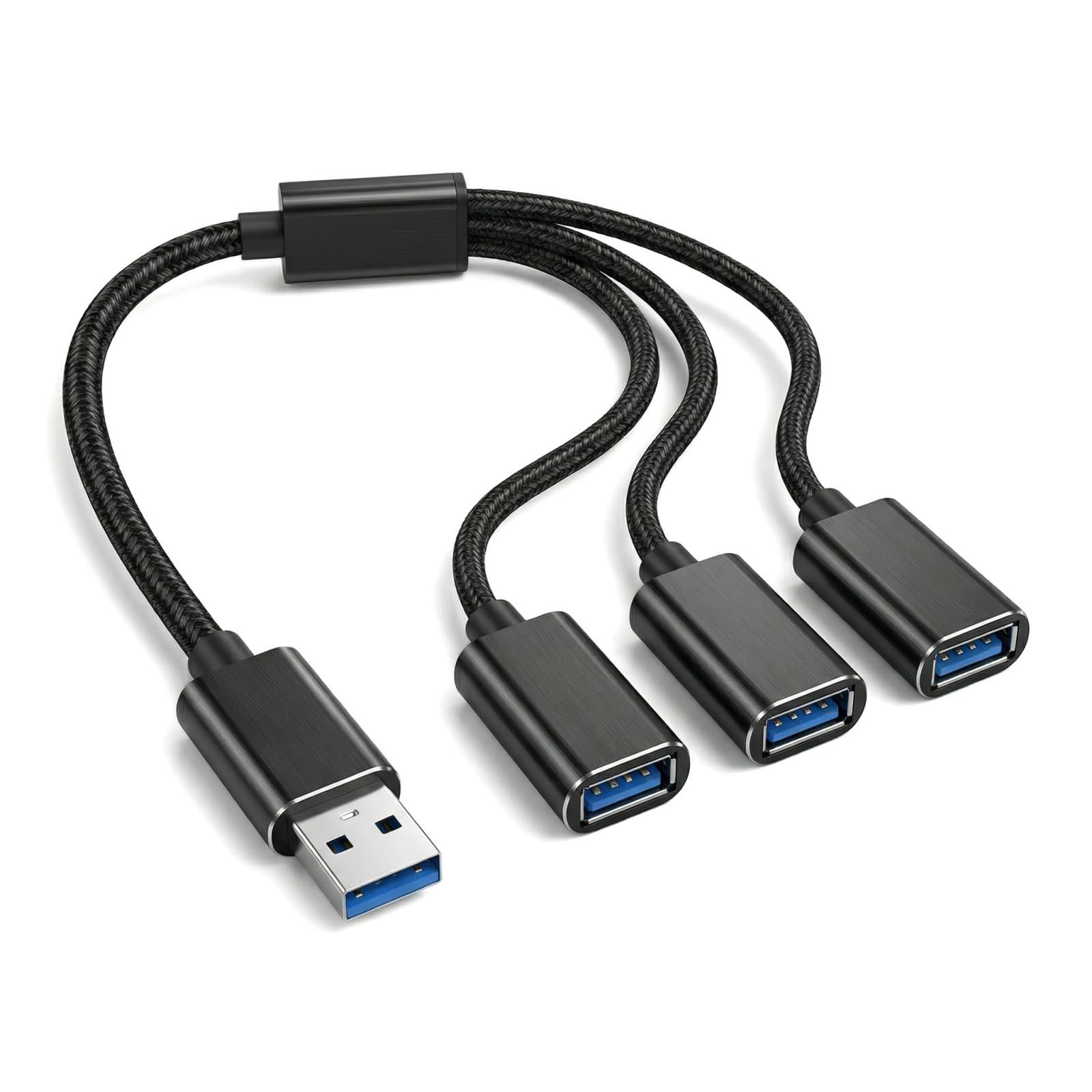 USB Splitter 1 in 3 Out, USB A Splitter Adapter, 2026 Upgraded USB 2.0 Male to 3