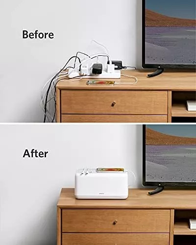 Anker Cable Management Box and Desk Cord Organizer with USB Power Strip, -