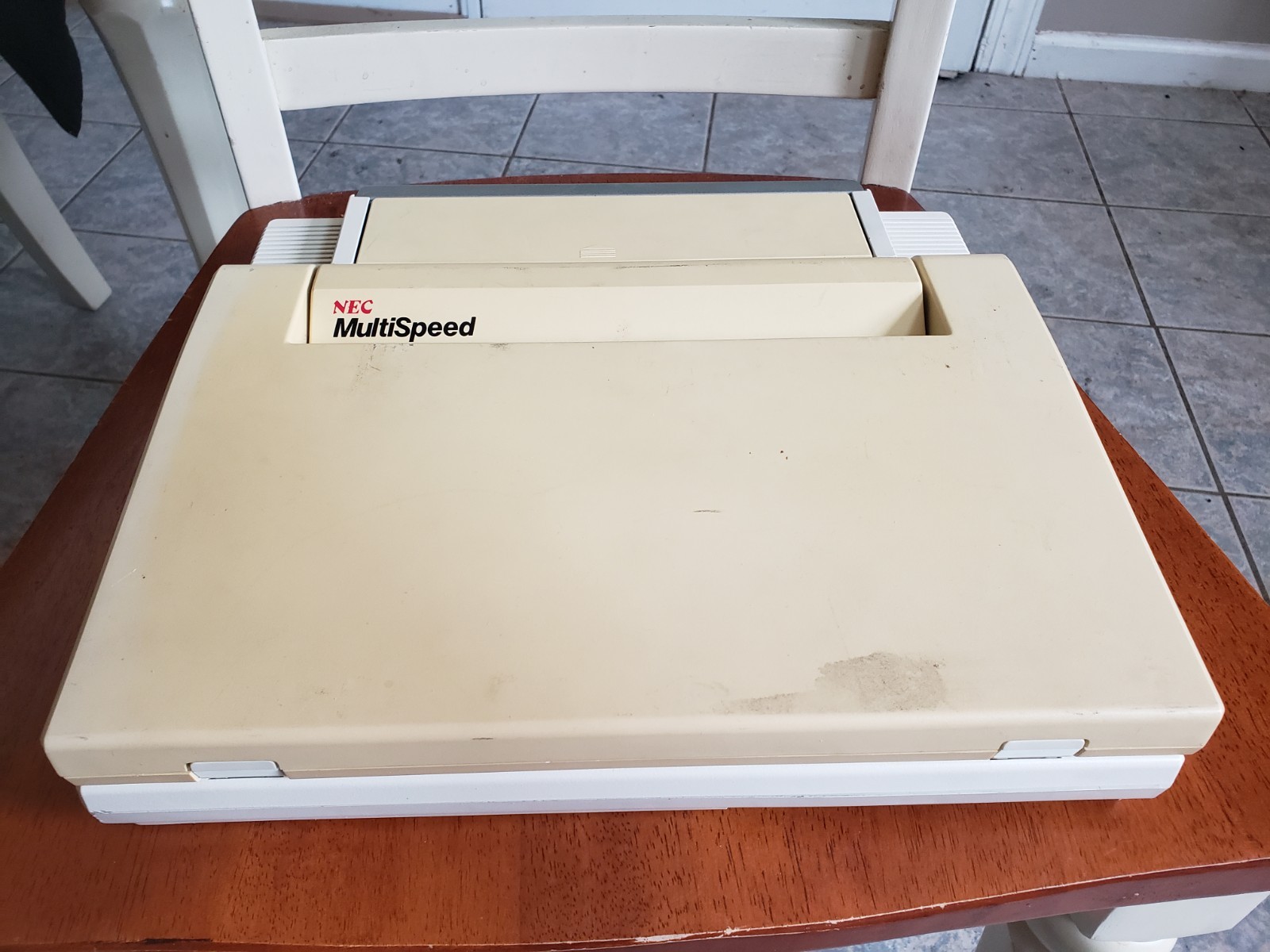 Vintage NEC MultiSpeed Laptop Computer w/ dual floppies missing one cover As-Is