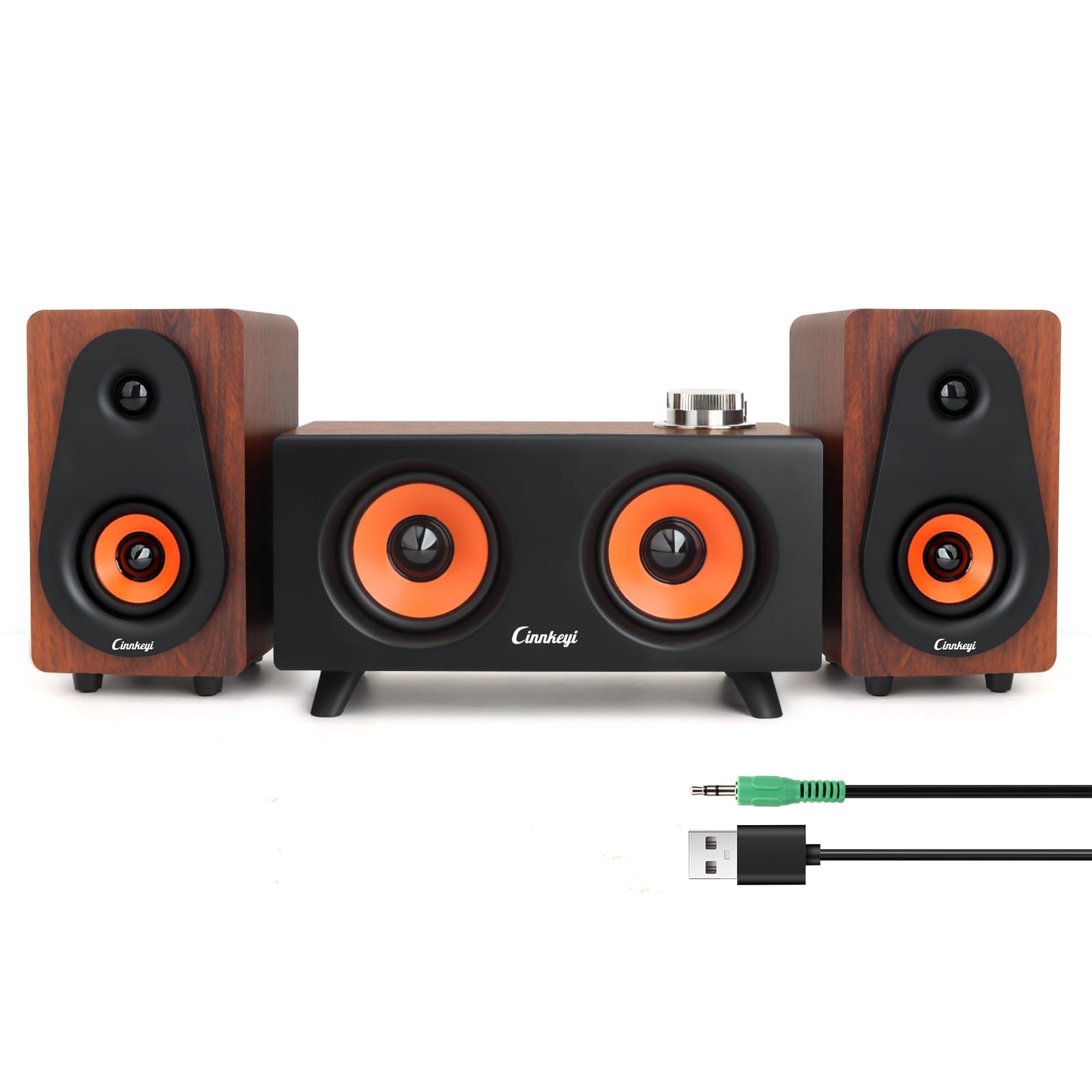 cinnkeyi 【2026 Update】 USB 2.1 Computer Speakers with Subwoofer, 3.5mm/USB In...