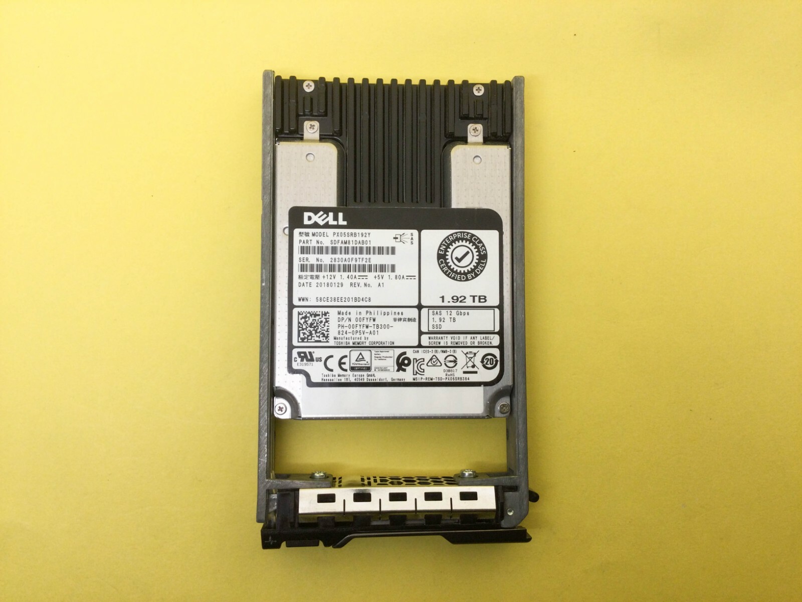 0FYFW Dell 1.92TB SAS 12Gb/s 512n Read Intensive 2.5'' SSD 00FYFW PX05SRB192Y