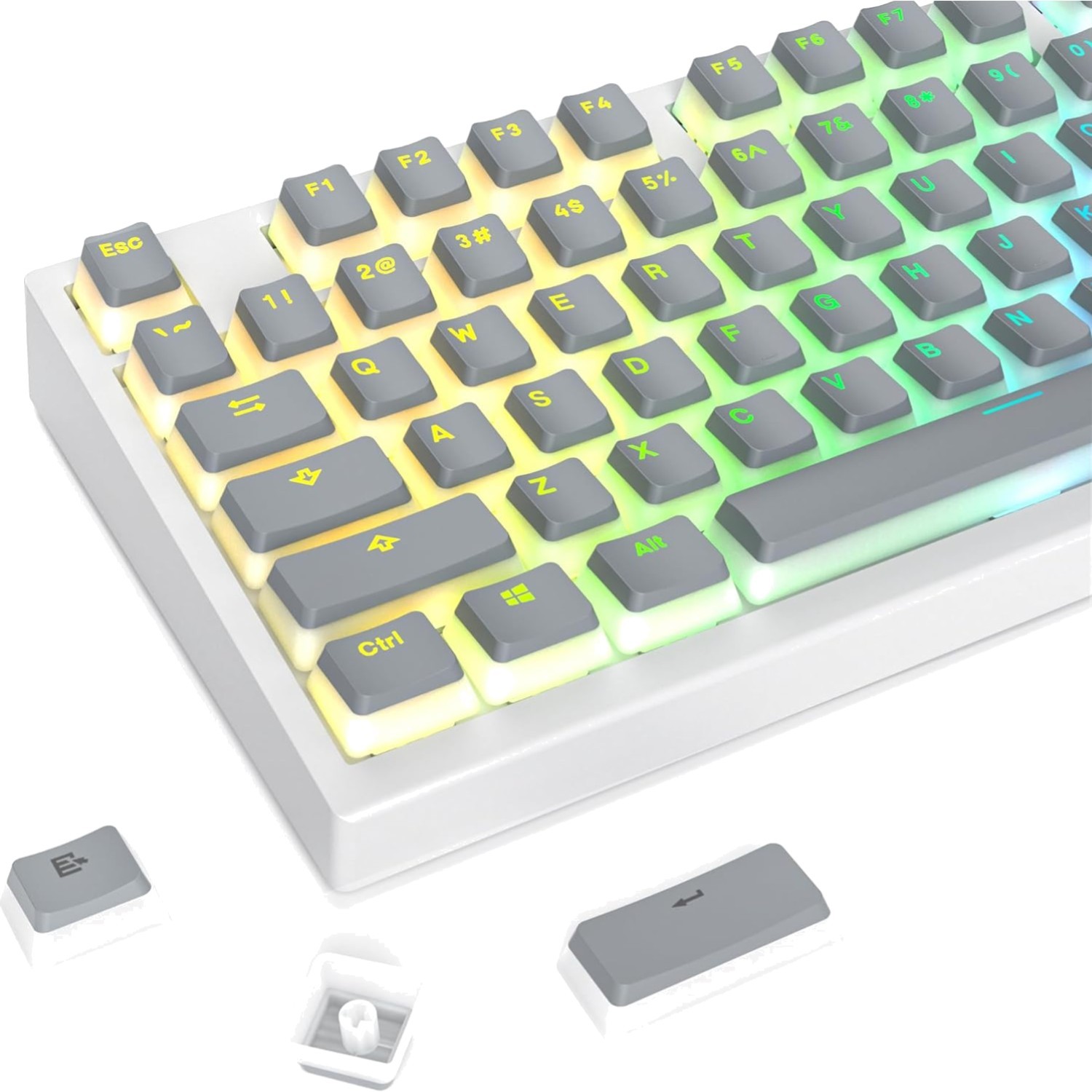 Stylish 117-Key Translucent Grey Pudding Keycaps Set for Mechanical Keyboards