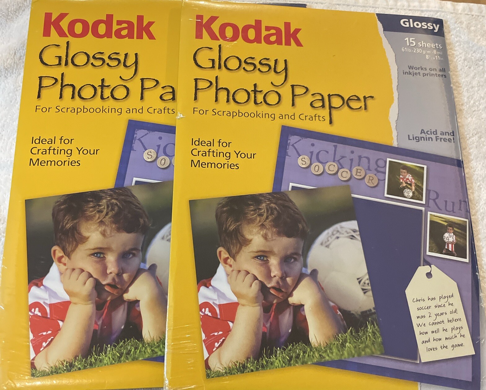 Kodak Glossy Photo Paper - Scrapbooking Inkjet Printers 8.5x11 15 Sheets 2 PK