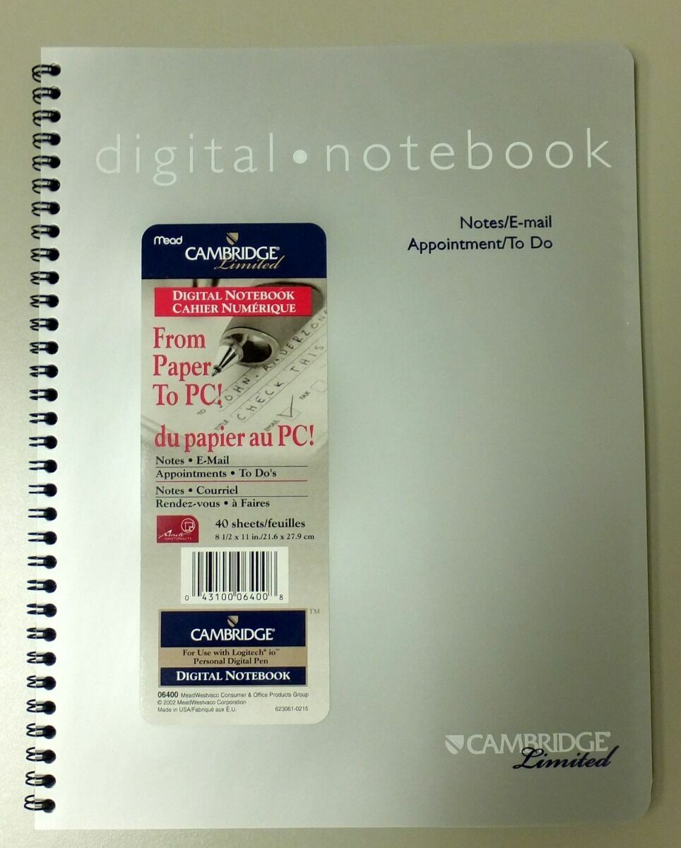 2x Logitech IO Pen Cambridge Digital Notebook Notepad From Paper To PC Book IO2