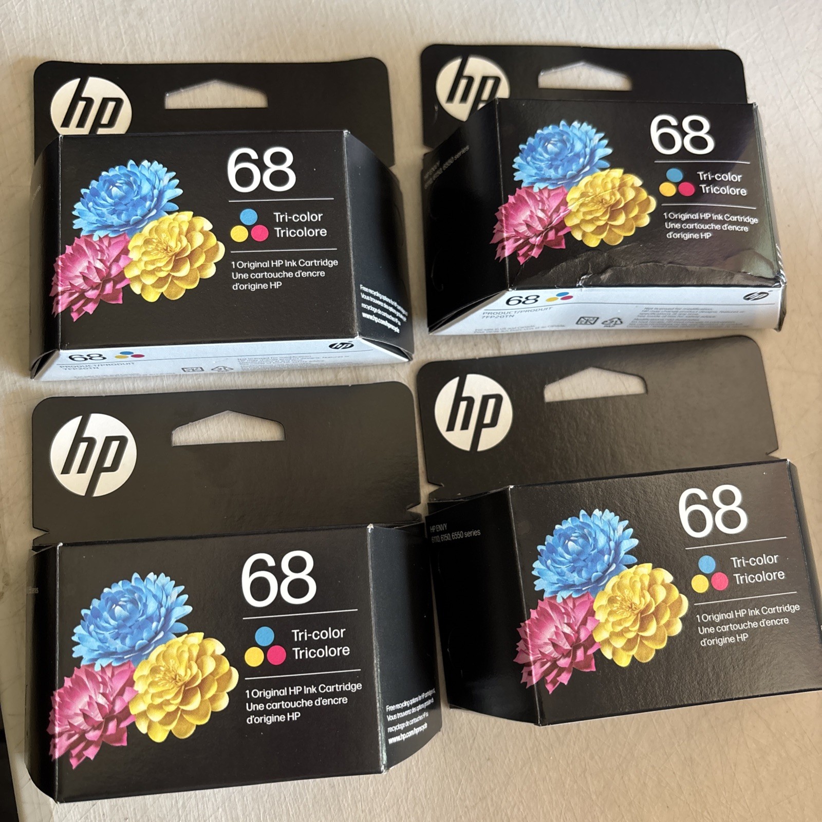 4 Pack - HP 68 Tri-Color Ink Cartridges  7FP20TN EXP 11/26