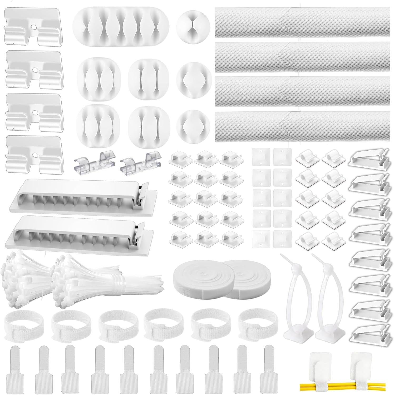 [313Pcs] Cable Management Kit, 67 Adhesive Cable Clips,  Desk Cord Organizer, 22