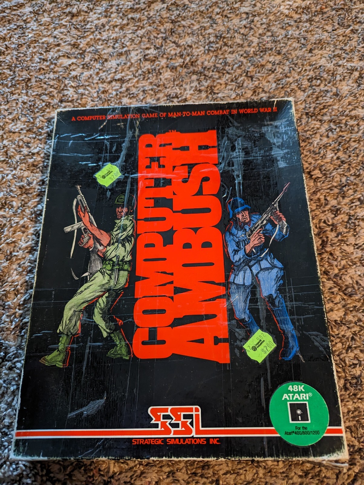 SSI Computer Ambush WWII War Game 2nd Edition Complete Atari 48K Disk 1980 