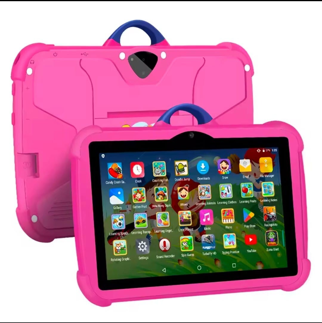 Kids Tablet Android 13 4GB+64GB WiFi Dual Camera Learning Game Pad - Blue 7in