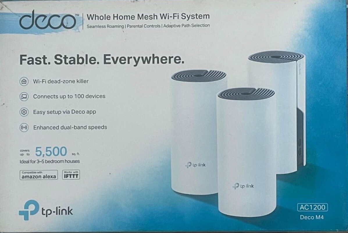 TP-Link Deco AC1200 Dual-Band Mesh Wi-Fi 5 System (3-Pack) White DECOM4-3PK NIB