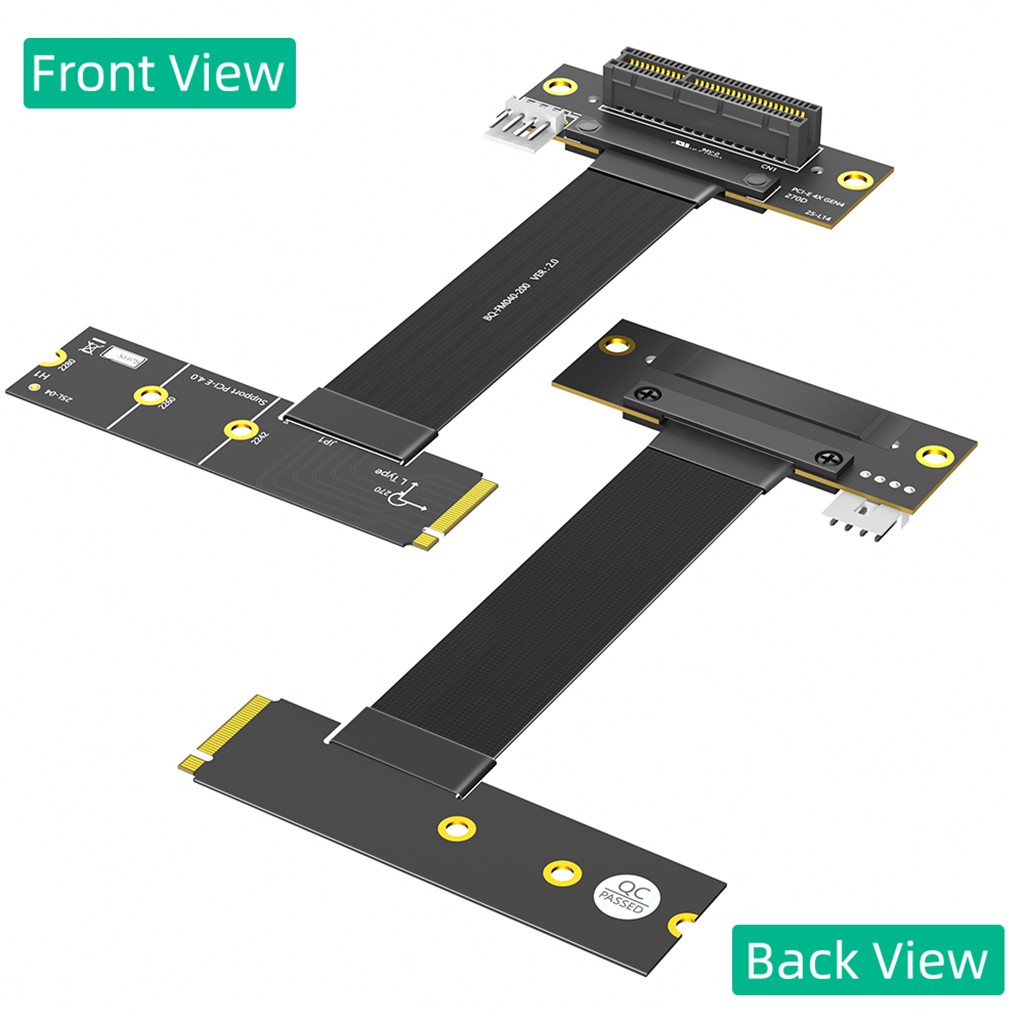 M.2 KeyM 4.0 to PCI-e 4.0 4X 180° Adapter Card Riser Extension Cable for Desktop