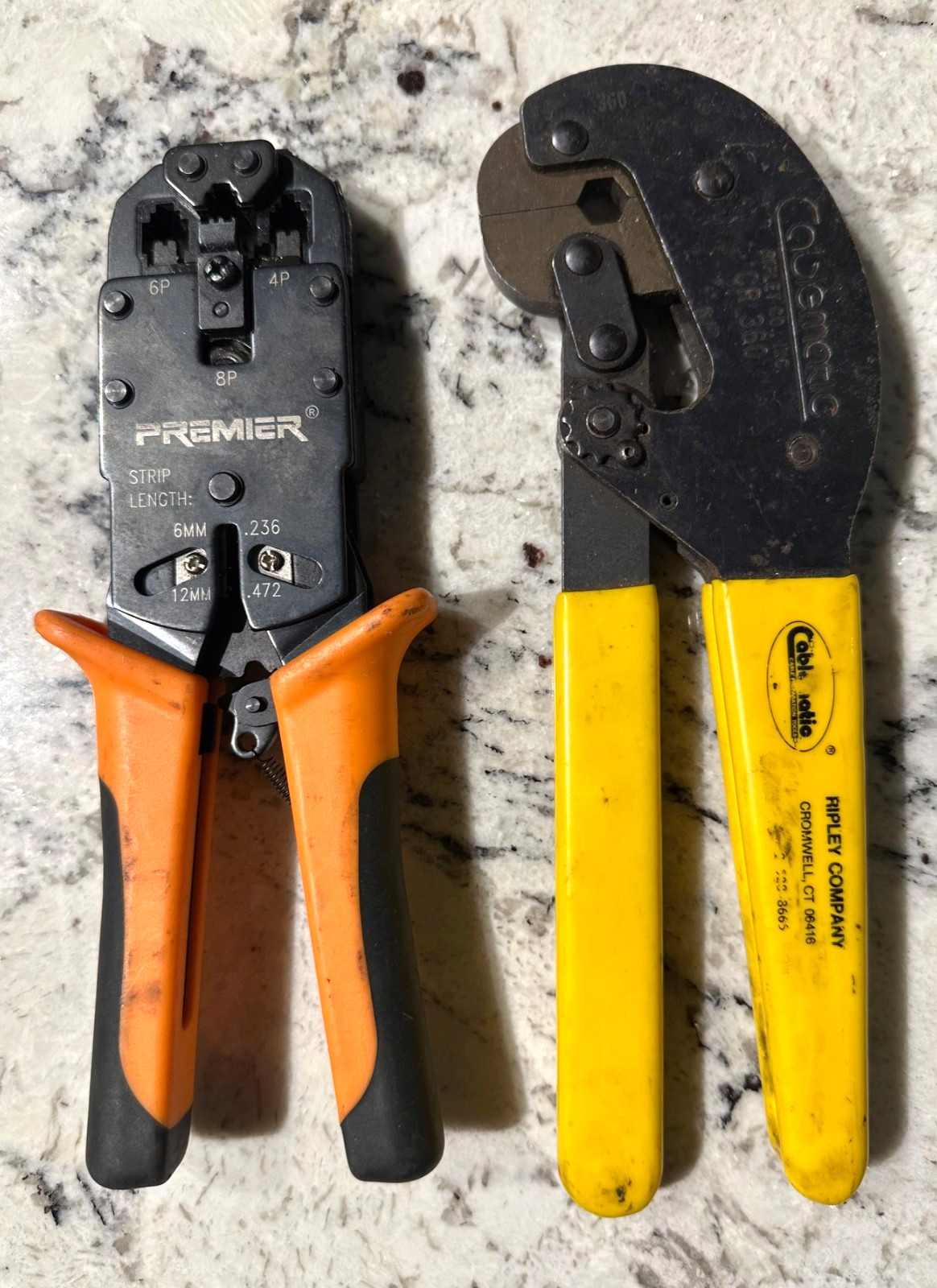 PREMIER Ratcheting Crimper & Cablematic CR 360 Cable Connector Crimping Tool LOT