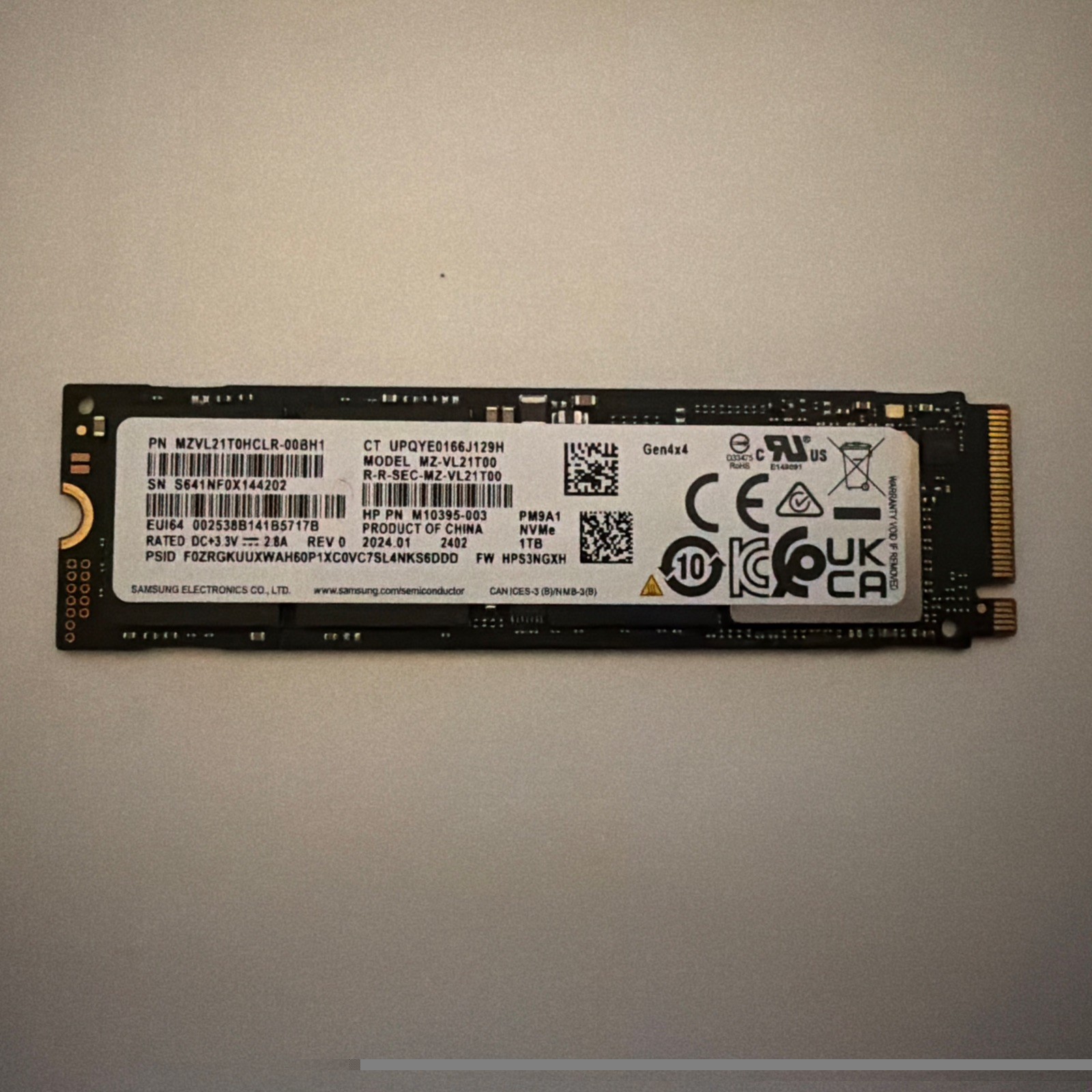 Samsung PM9A1 MZ-VL21T100 1TB PCIe 4.0 NVMe SSD Firmware: ERRORMOD - For Parts