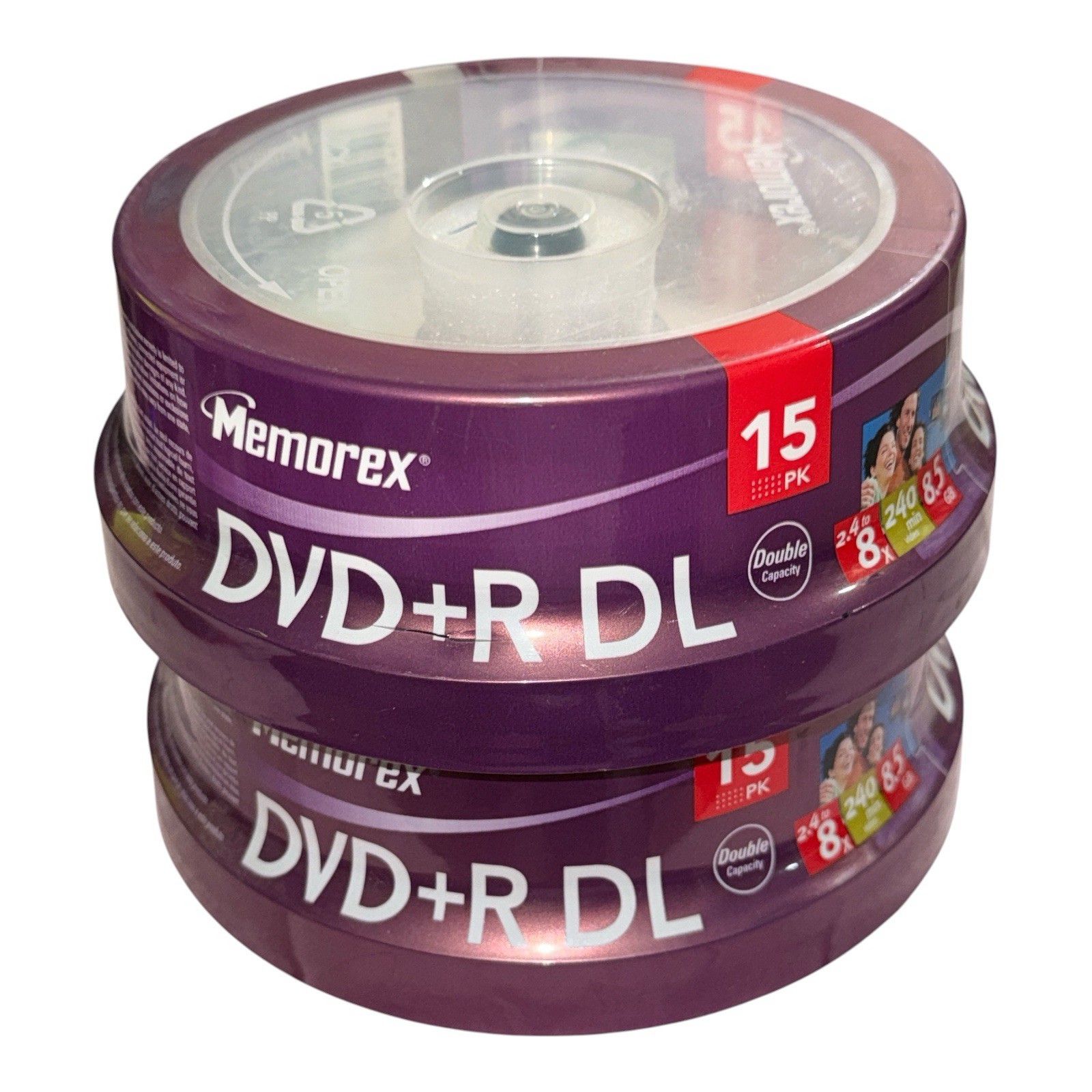(2x) 15 Packs Memorex (Double Layer DVD+R DL) 8.5 GB 240 Min 2.4x Blank DVDs NEW