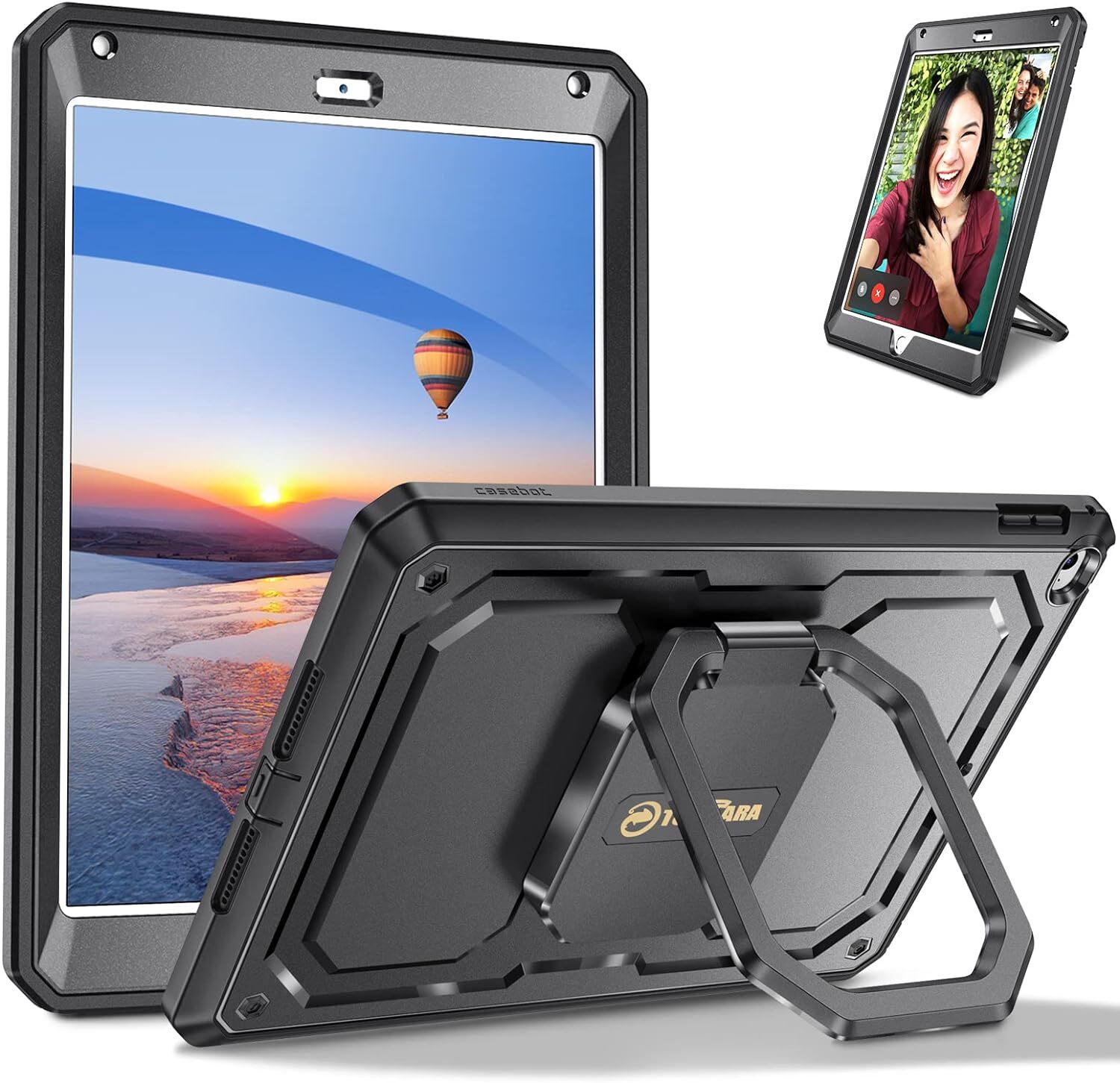Shockproof Rugged Case for iPad Air 2 (A1566 / A1567) Rotating Grip Stand Cover